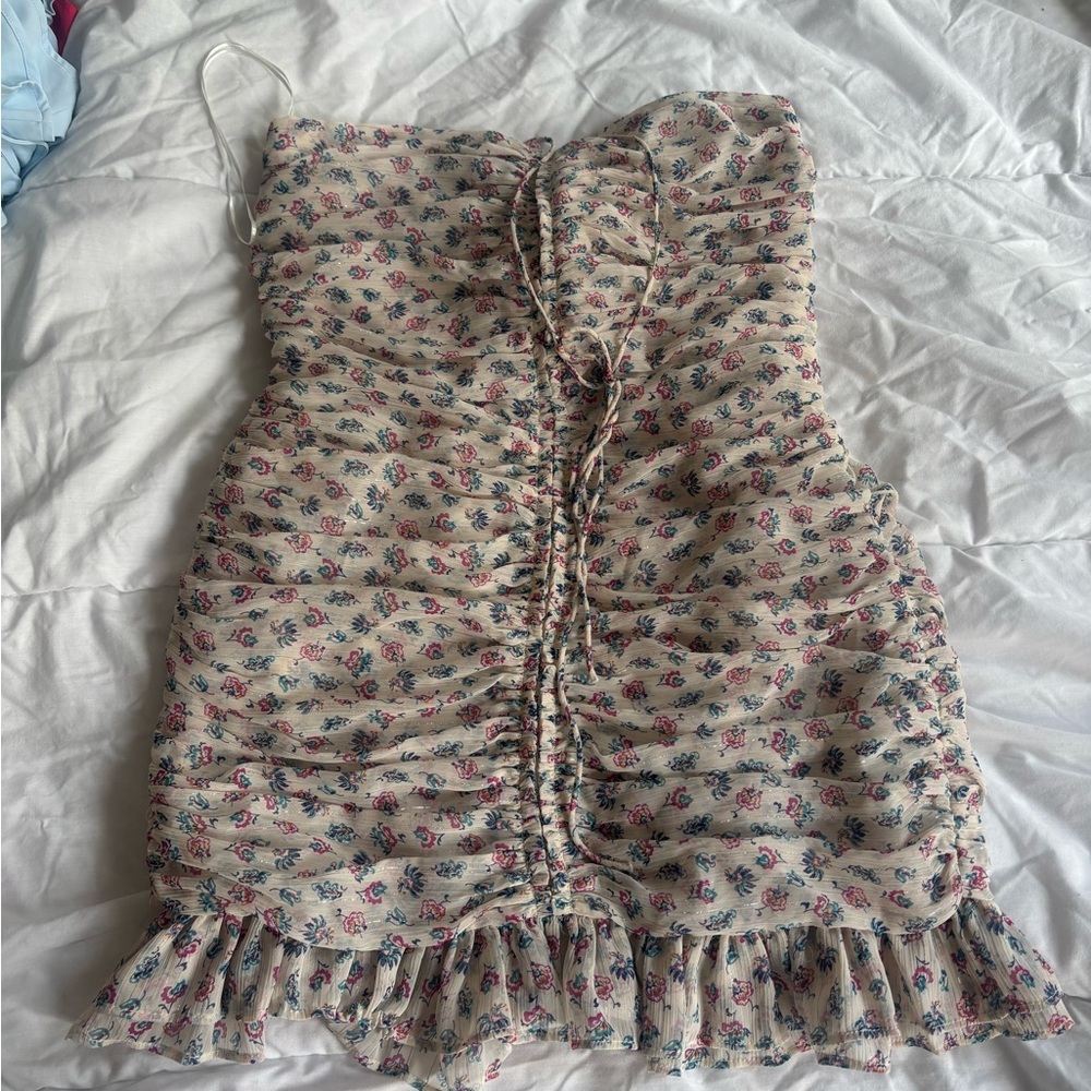 Zara Floral Ruched Sleeveless Top